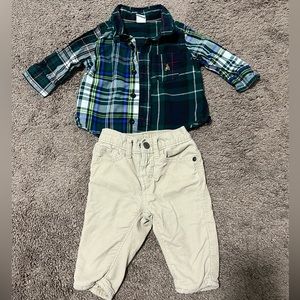 🛍️5/$30🛍️ GAP 3-6 collared plaid shirt with corduroy pants